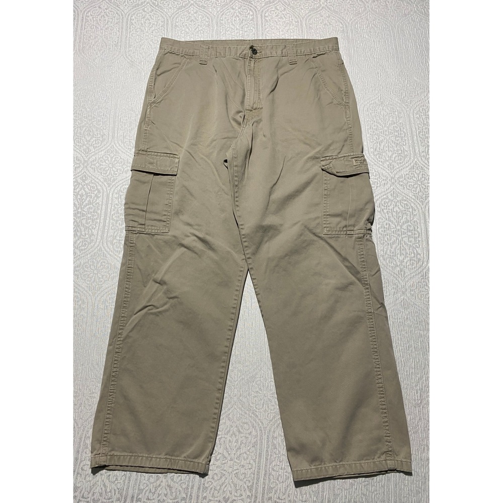 Wrangler Mens Khaki Tan Cargo Pants Relaxed Fit Straight Leg 36x30 70LEWNK